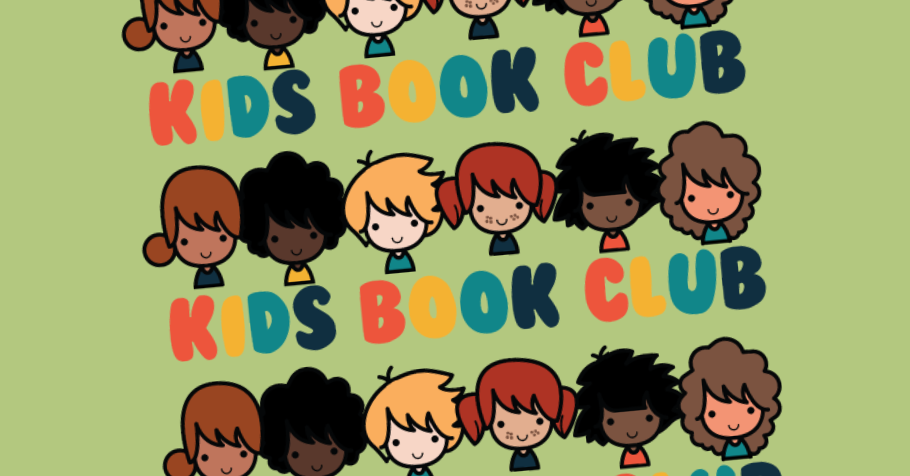 Illustration of children and text that says Kids Book Club