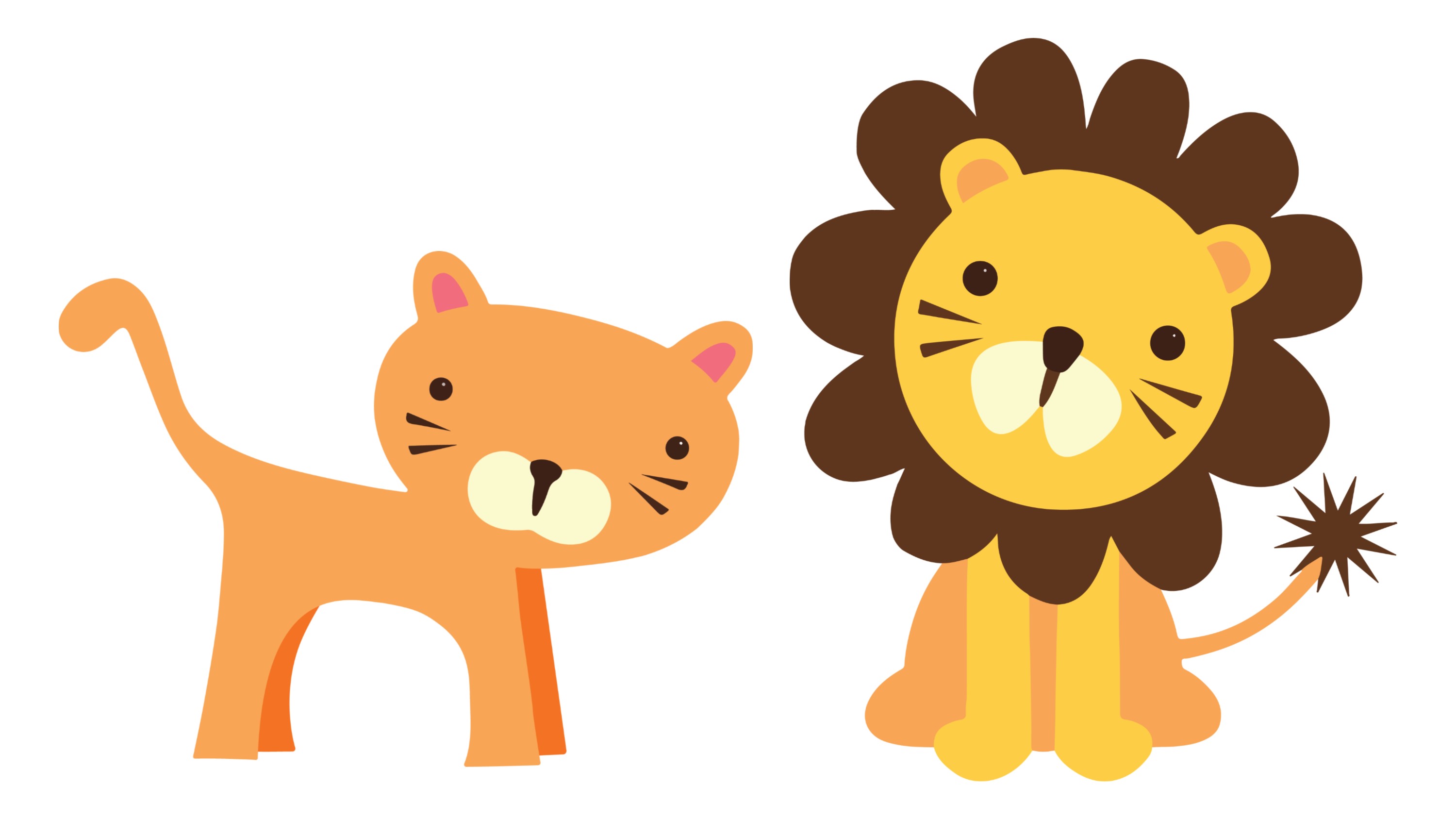 Toy tiger and lion on white background