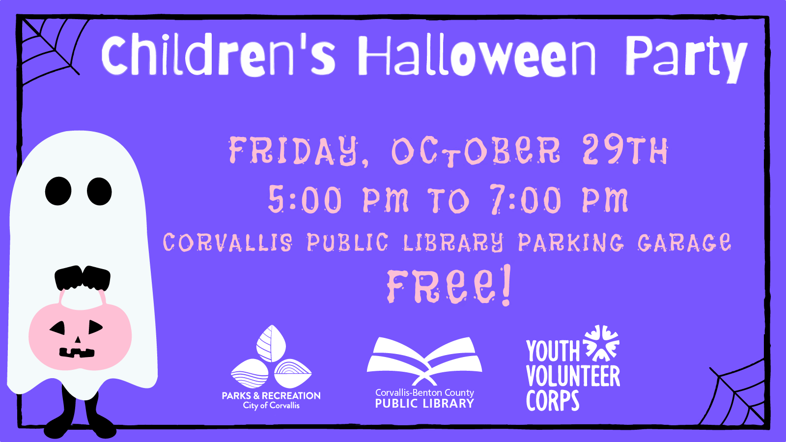 Children's Halloween Party, Friday Oct 29, 5-7pm