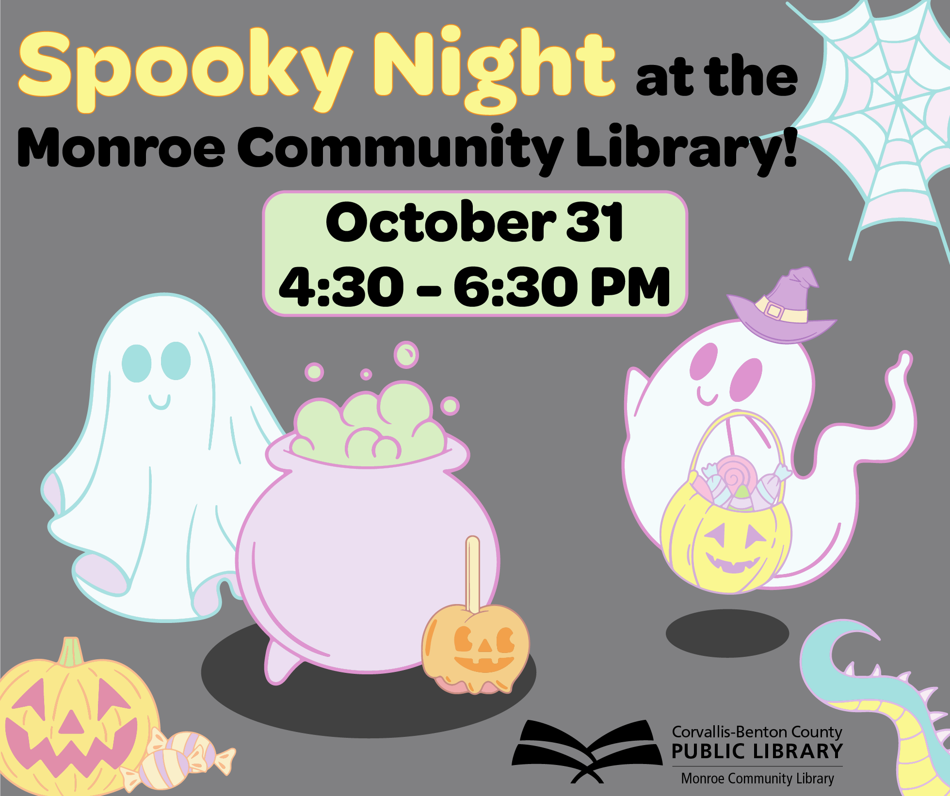 Spooky Night at the Monroe Community Library, October 31, 4:30-6:30 PM