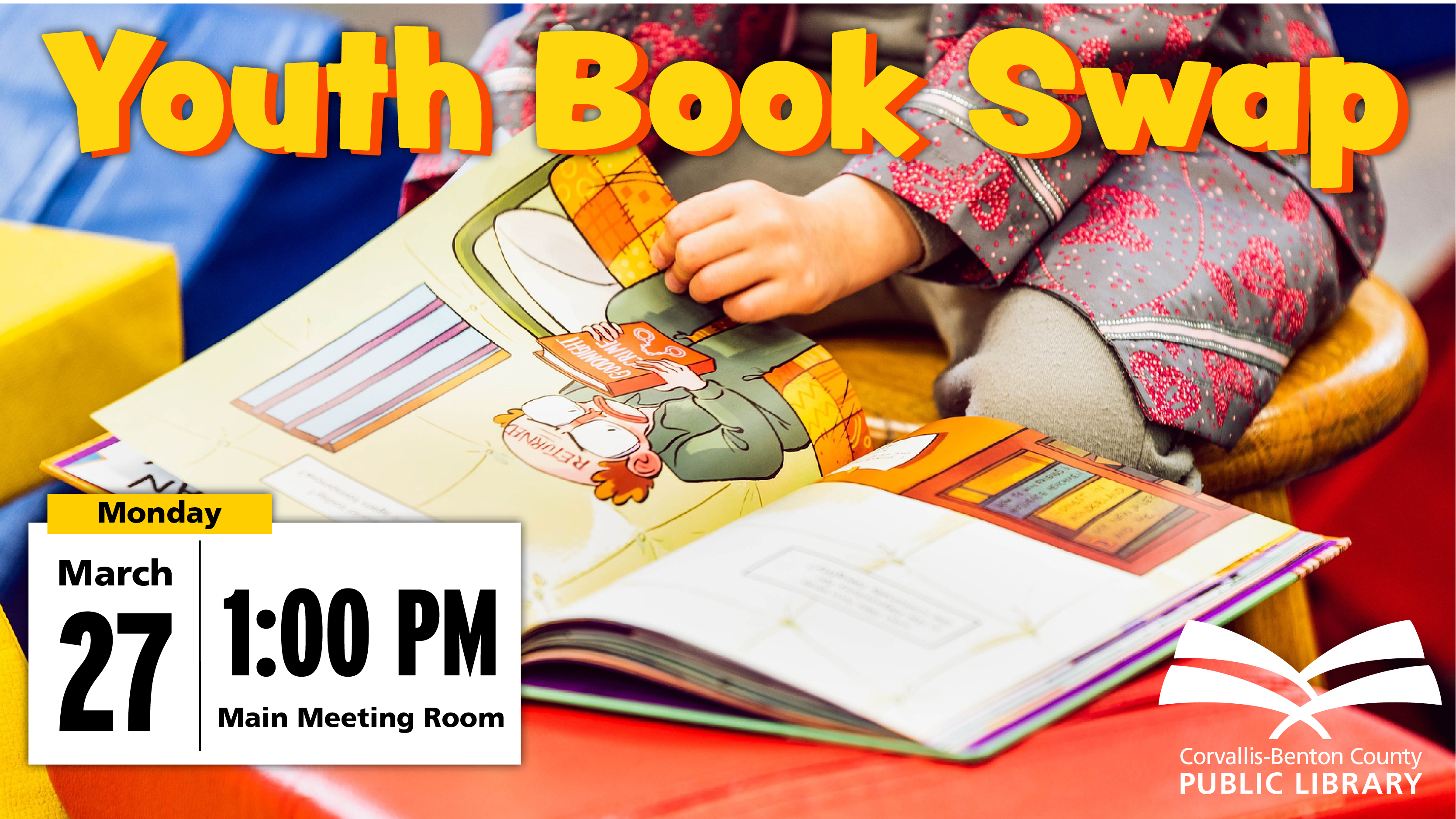 Youth Book Swap, March 27, 1 PM, Main Meeting Room
