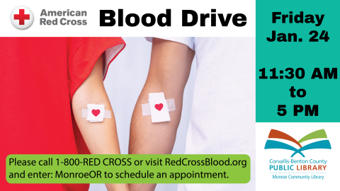 Blood Drive, Friday, January 24 from 11:30 AM to 5 PM