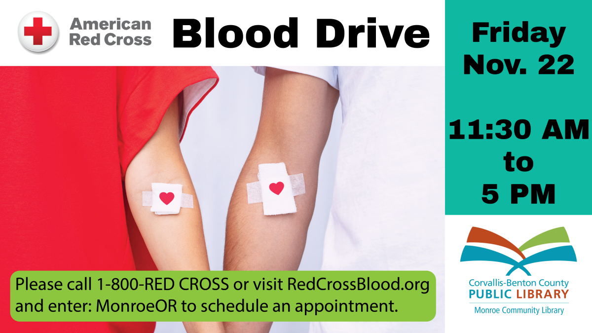 Blood Drive, Friday, November 22 from 11:30 AM to 5 PM